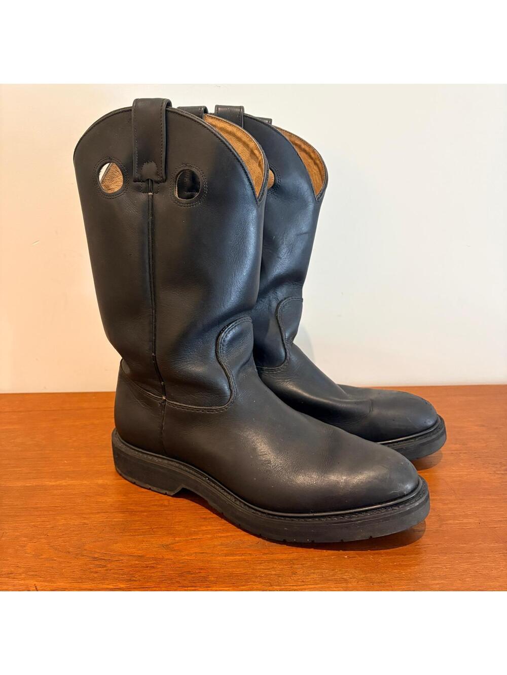 Black Leather Western Cowboy Boots Mens Size 8.5 3E Made in Canada